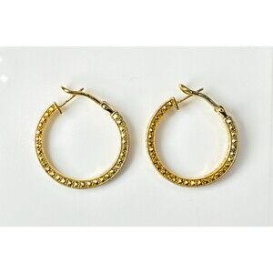 Dallas Prince 14K Gold Clad 925 Marcasite Hoop Earrings 1.25" 10.43g